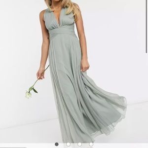 Asos design petite bridesmaid dress in olive